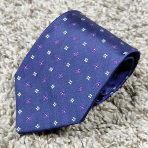 Brooks Brothers Neck Tie Mens Navy Blue Flower Silk Preppy College USA Made NY